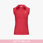 Contrast Collar Open-neck Sleeveless T-Shirt (Red)