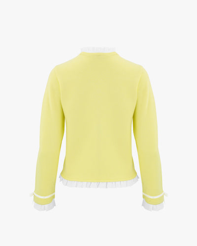 Sleeve Frill Jacket Style Cardigan - Yellow