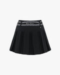 Scarf Set Pleated Skirt - Black