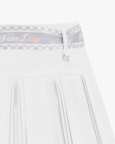 Scarf Set Pleated Skirt - White