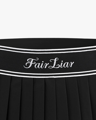 Logo Jacqard Band Pleated Skirt - Black