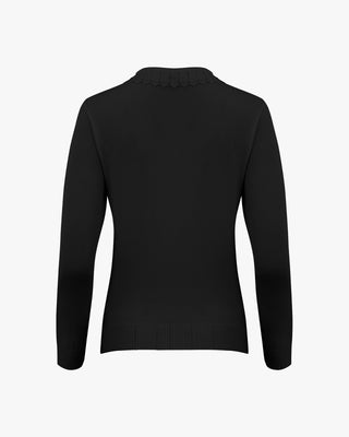 Wave Collar Knit Sweater (Black)