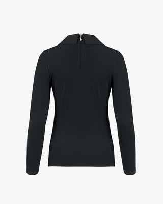 Double Collar Long Sleeve T Shirt (Black)
