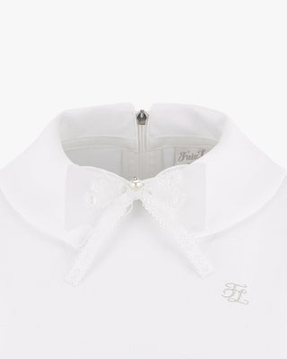 Double Collar Long Sleeve T Shirt (White)