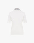 Tweed Collar Short Sleeve T-shirt - White