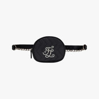 Pearl Chain Quilted Hip Bag (Black)