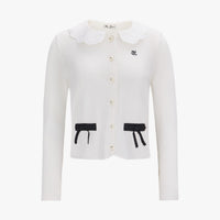 Crochet Collar Cardigan (White)