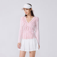 Organza V-neck cardigan (Coral)