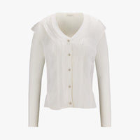 Organza V-neck cardigan (White)