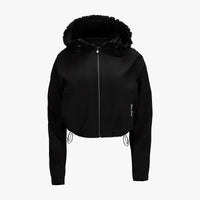 Frill Hooded Zipper Jacket (Black)