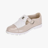 Quilted Buckle Loafers (Beige)