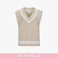 Punched V-neck Vest (Beige)