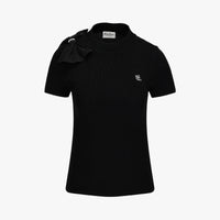 Chiffon Ribbon Cap Sleeve knit (Black)
