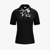 Scarf Set Open-neck T-Shirt (Black)
