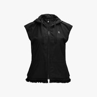 Drawstring Ruffle Zip-Up Vest (Black)