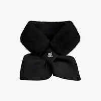 Knit Fur Logo Muffler (Black)