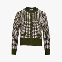 Houndstooth Windproof Cardigan (Khaki)