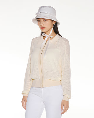 Scassi Collar ZipUp Cardigan (Ivory)
