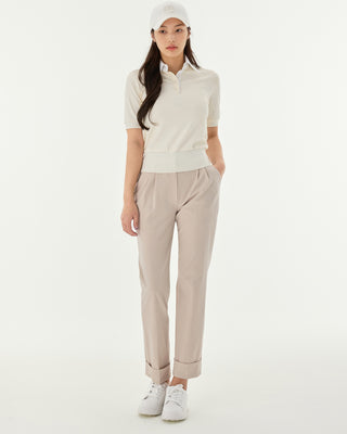 Pintuck Turn Up Pants (Beige)