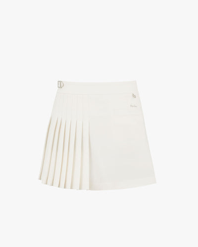 Half Pleated Skirt - White