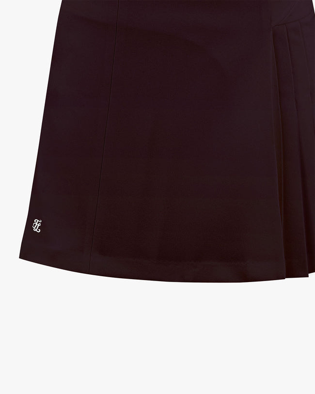 Half Pleated Skirt - Burgundy