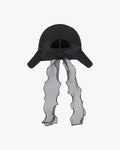 Ribbon detachable bucket brim hat -Black