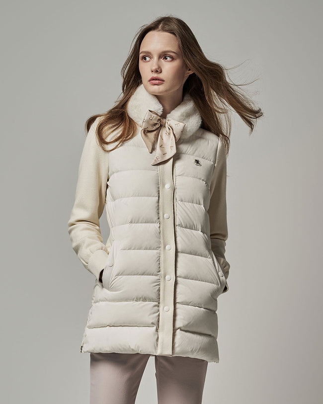 Scarf Mid Puffer Jumper - Ivory