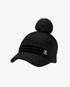 Pompom Knitted Cap - Black