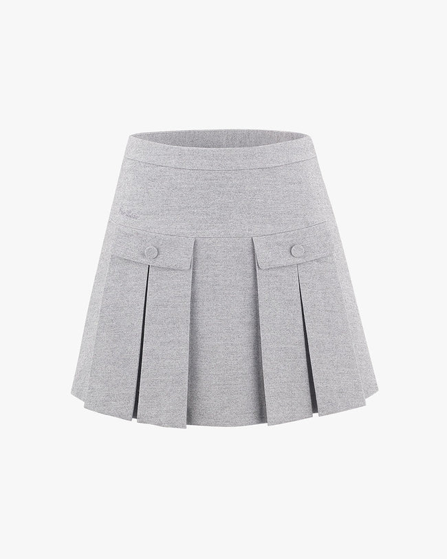 High-Waist A-line Fleece Skirt - Grey