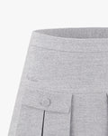 High-Waist A-line Fleece Skirt - Grey