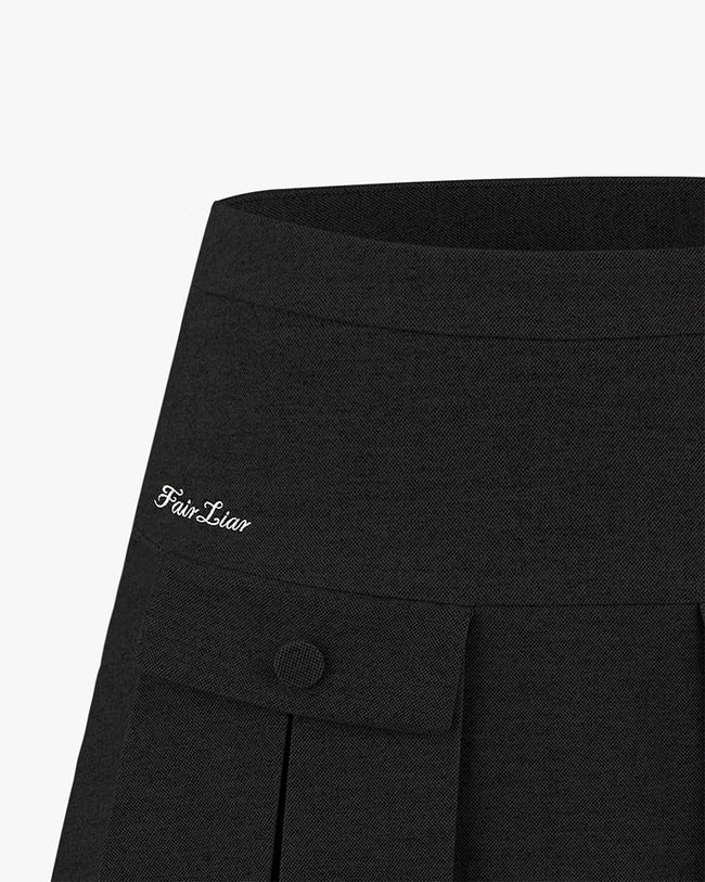 High-Waist A-line Fleece Skirt - Black