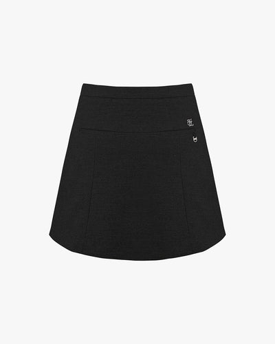 High-Waist A-line Fleece Skirt - Black