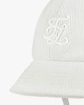 Corduroy Cloche Pompom Hat - White
