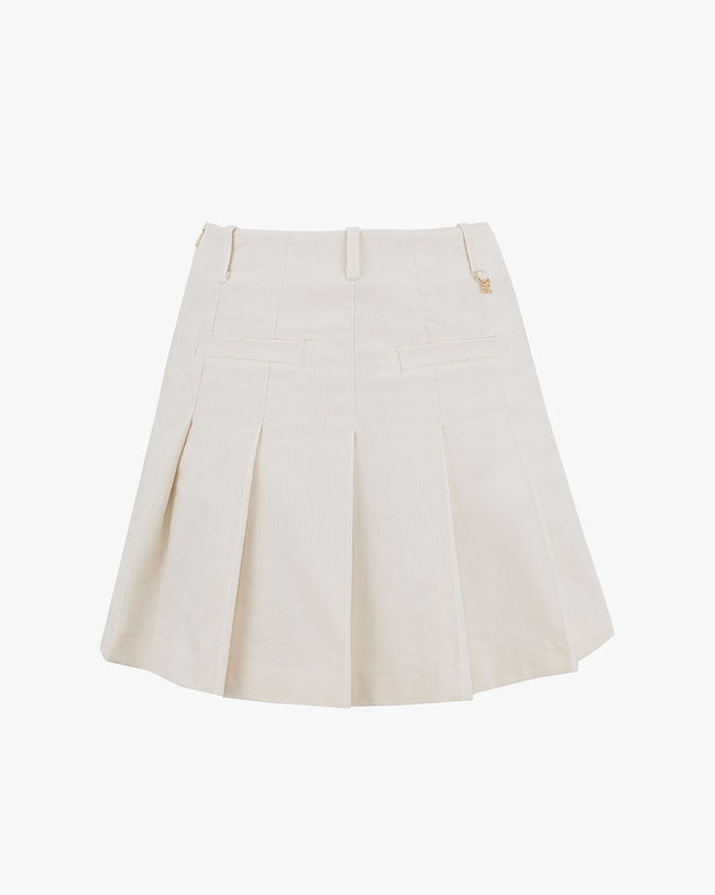 Corduroy Pleats Skirt - Cream