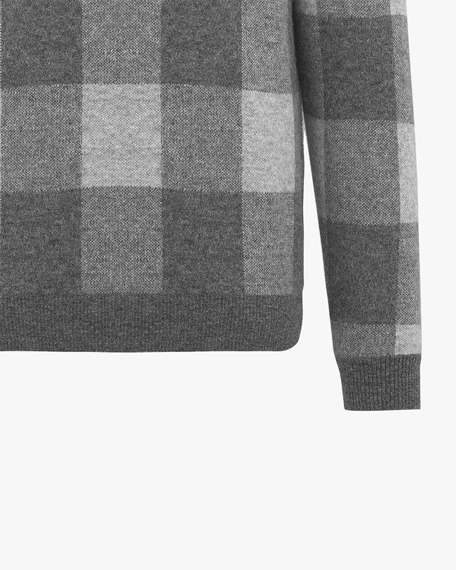 Men's Turtleneck Jacquard Windproof Sweater - Grey