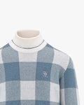 Men's Turtleneck Jacquard Windproof Sweater - Blue