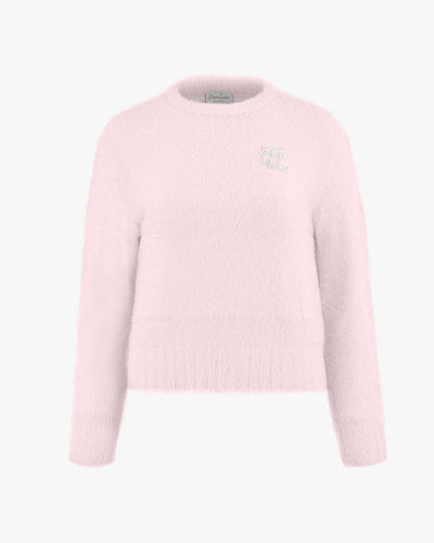 Round neck logo windproof knit - Pink