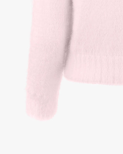 Round neck logo windproof knit - Pink