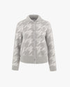 Collar Jacquard Wind Break Cardigan - Grey