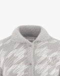 Collar Jacquard Wind Break Cardigan - Grey