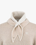 Detachable Scarf Cashmere windbreak knit -Beige