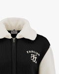 Fur Collar Wind Break Zip Cardigan - Black