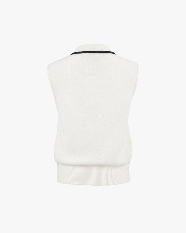 Double button windproof Vest - Ivory