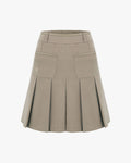 Two Pocket Pleats Fleece Skirt - Beige