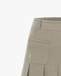 Two Pocket Pleats Fleece Skirt - Beige