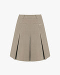 Two Pocket Pleats Fleece Skirt - Beige