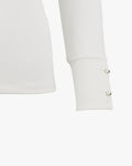 Pearl Round Collar T -shirt - White