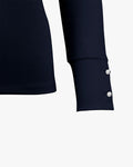 Pearl Round Collar T -shirt - Navy