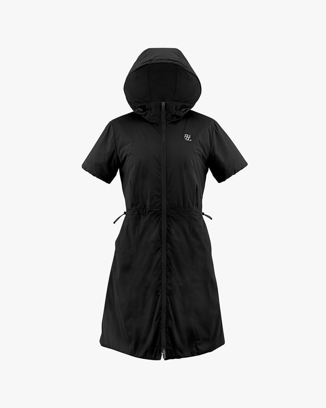 Short Sleeved Padded Dress Jumper - Black