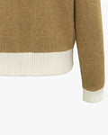 V-neck Contrast Trim Windbreaker Cardigan - Beige